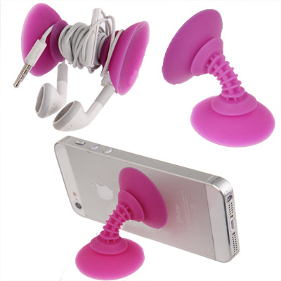 2-use Silicone Phone Sucker Holder + Headphone Winder(Purple)