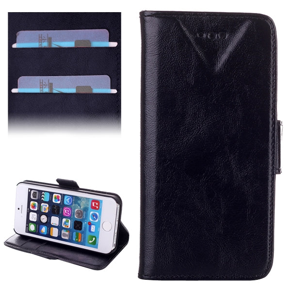 Oil Leather Case with Credit Card Slot & Holder for iPhone 5 & 5s & SE & SE
