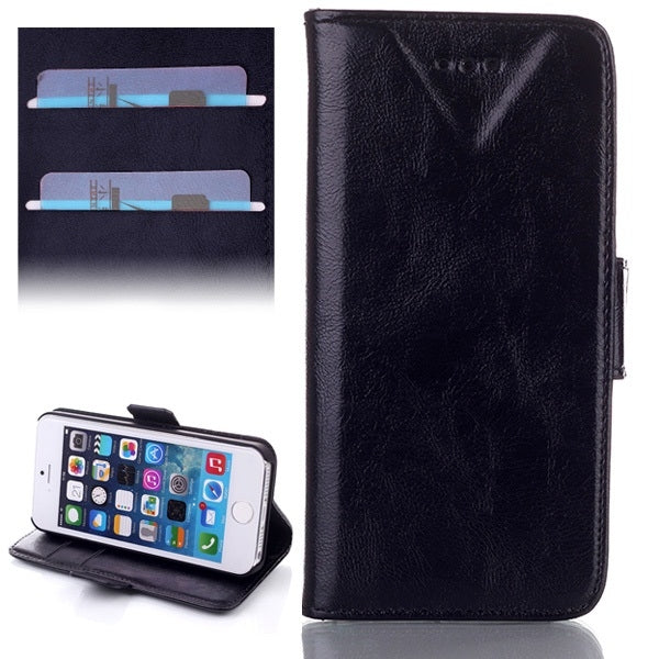 Oil Leather Case with Credit Card Slot & Holder for iPhone 5 & 5s & SE & SE