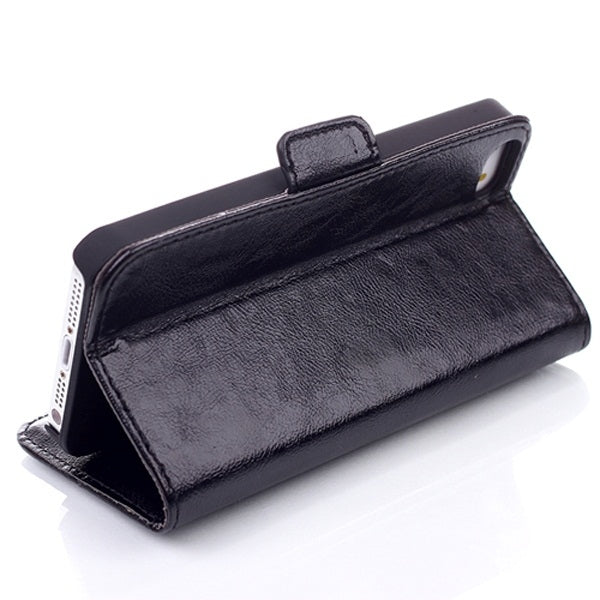 Oil Leather Case with Credit Card Slot & Holder for iPhone 5 & 5s & SE & SE