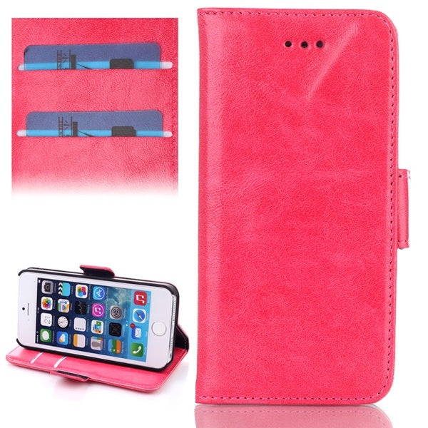 Oil Leather Case with Credit Card Slot & Holder for iPhone 5 & 5s & SE & SE