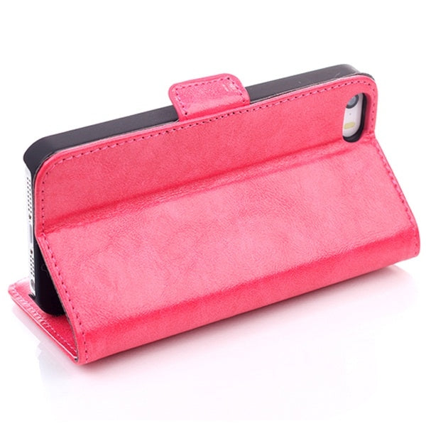 Oil Leather Case with Credit Card Slot & Holder for iPhone 5 & 5s & SE & SE