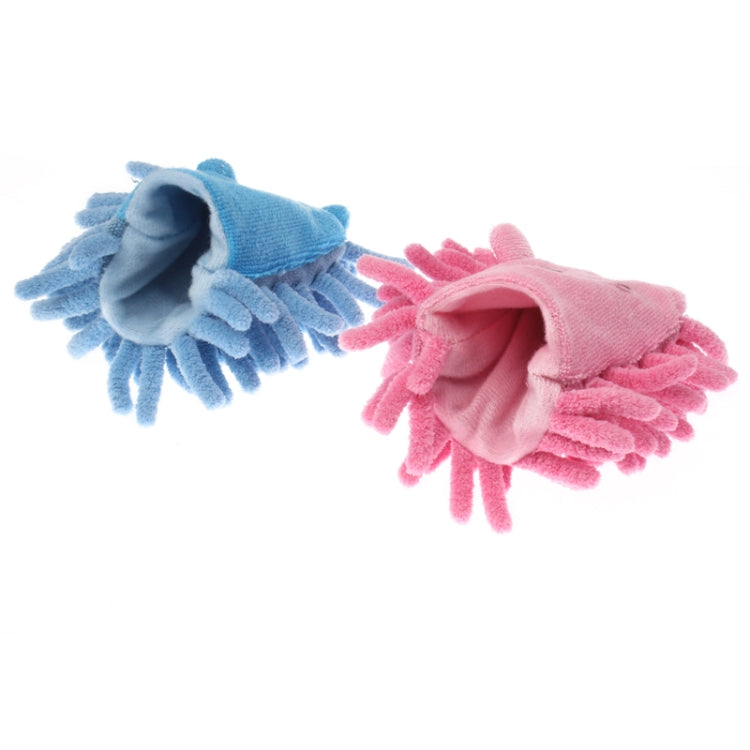 2 PCS Cute Cartoon Pattern Screen Cleaning Chenille Brush for Mobile Phone Computer (Blue + Pink)