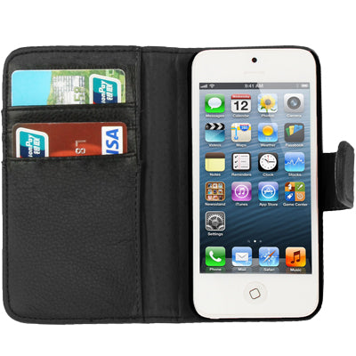 Lichi Texture Flip Leather Case Cover with Credit Card Slots & Belt Clip for iPhone 5 & 5s & SE & SE