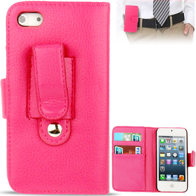 Lichi Texture Flip Leather Case Cover with Credit Card Slots & Belt Clip for iPhone 5 & 5s & SE & SE