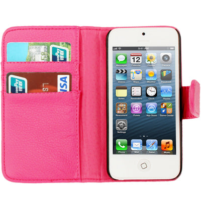 Lichi Texture Flip Leather Case Cover with Credit Card Slots & Belt Clip for iPhone 5 & 5s & SE & SE