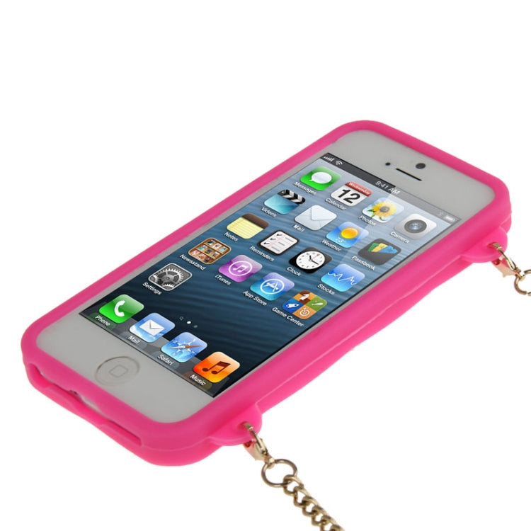 Lady Dual-use Bag Style Plaid Texture Silicon Case with Hand Strap for iPhone 5 & 5s & SE