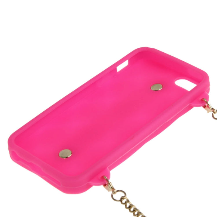 Lady Dual-use Bag Style Plaid Texture Silicon Case with Hand Strap for iPhone 5 & 5s & SE