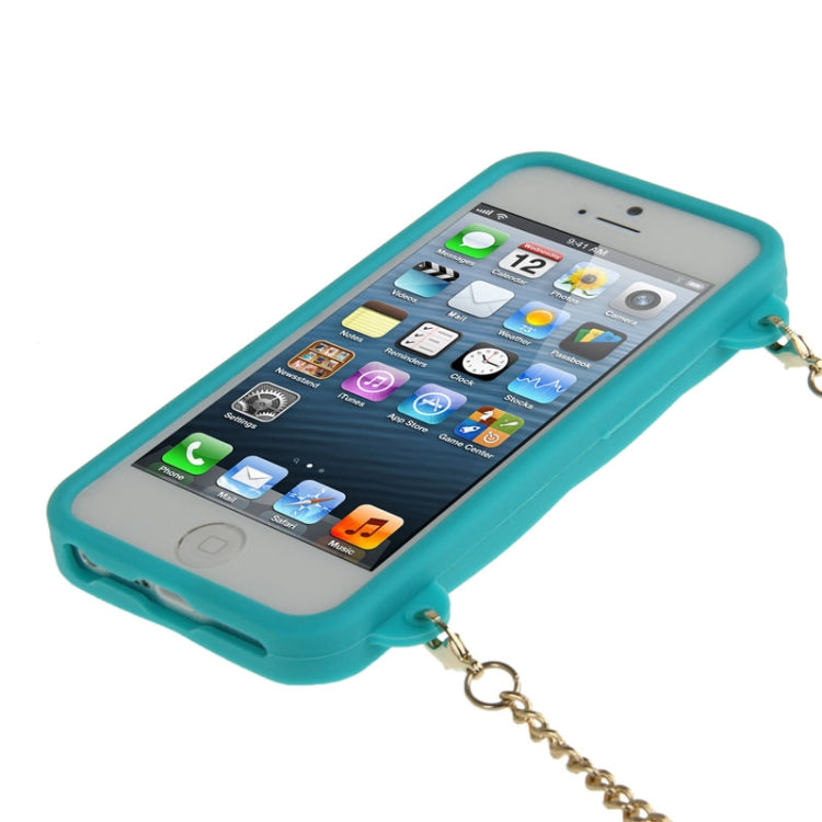 Lady Dual-use Bag Style Plaid Texture Silicon Case with Hand Strap for iPhone 5 & 5s & SE