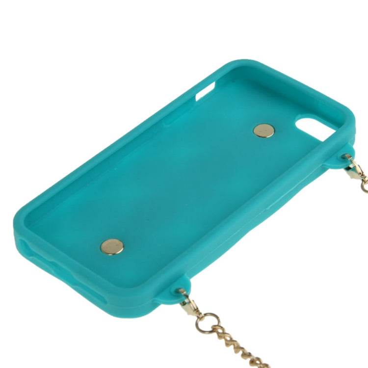 Lady Dual-use Bag Style Plaid Texture Silicon Case with Hand Strap for iPhone 5 & 5s & SE