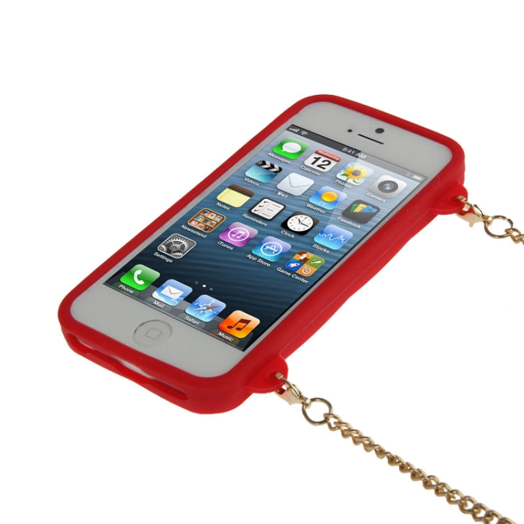 Lady Dual-use Bag Style Plaid Texture Silicon Case with Hand Strap for iPhone 5 & 5s & SE
