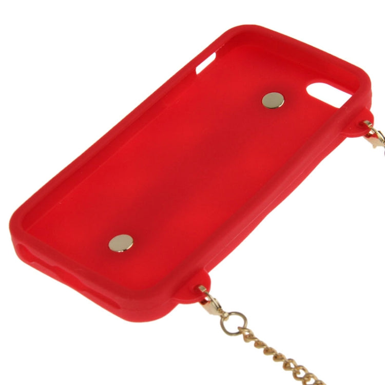 Lady Dual-use Bag Style Plaid Texture Silicon Case with Hand Strap for iPhone 5 & 5s & SE