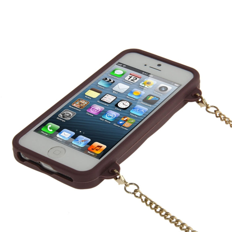Lady Dual-use Bag Style Plaid Texture Silicon Case with Hand Strap for iPhone 5 & 5s & SE