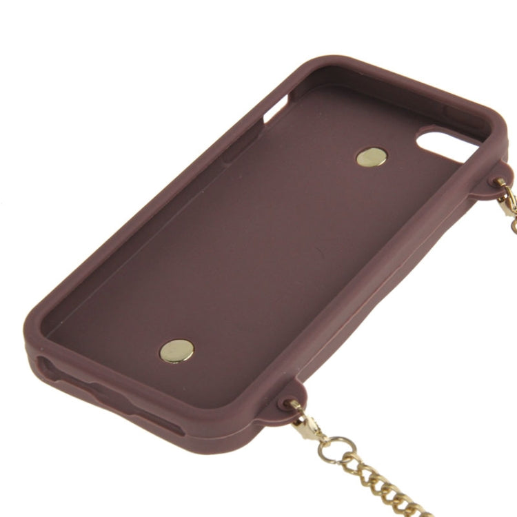 Lady Dual-use Bag Style Plaid Texture Silicon Case with Hand Strap for iPhone 5 & 5s & SE