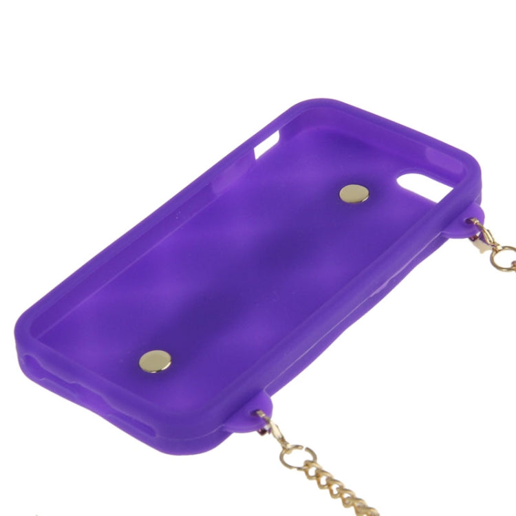 Lady Dual-use Bag Style Plaid Texture Silicon Case with Hand Strap for iPhone 5 & 5s & SE