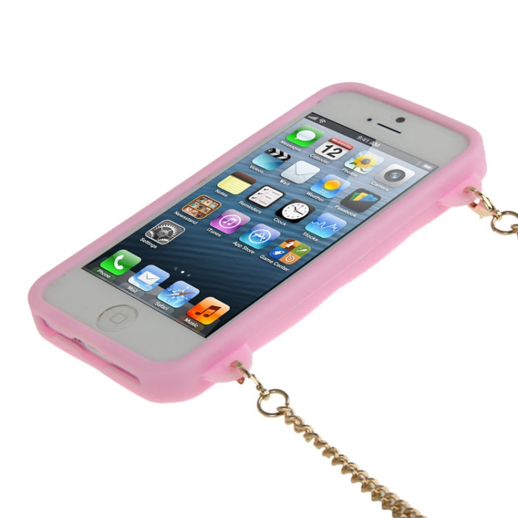Lady Dual-use Bag Style Plaid Texture Silicon Case with Hand Strap for iPhone 5 & 5s & SE
