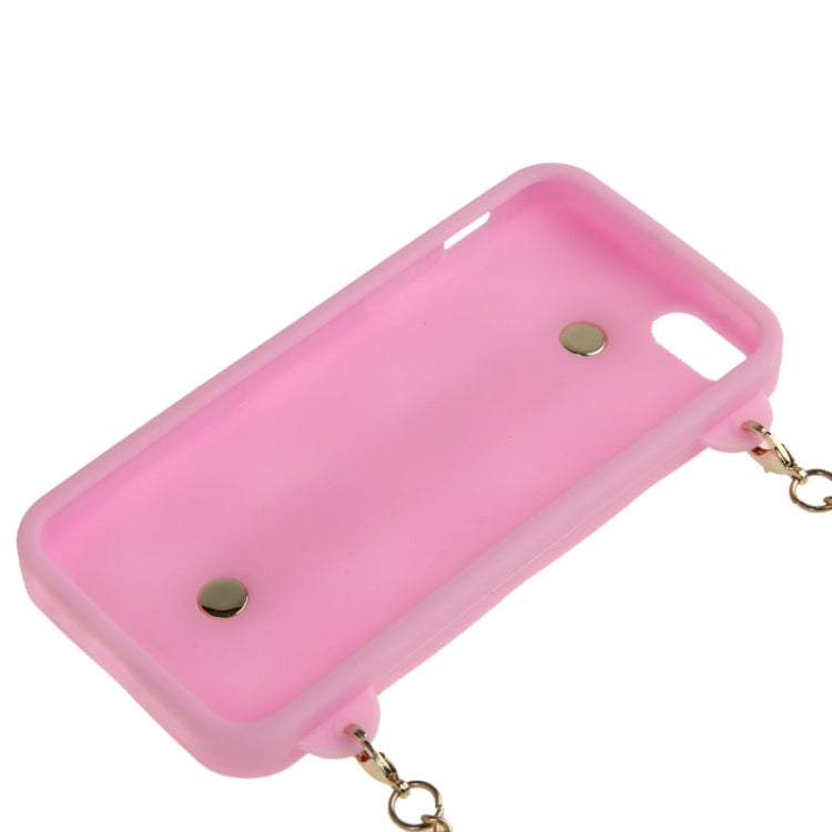 Lady Dual-use Bag Style Plaid Texture Silicon Case with Hand Strap for iPhone 5 & 5s & SE