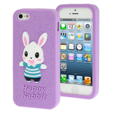 3D Happy Rabbit Style Silicon Protective Case for iPhone 5 & 5s & SE