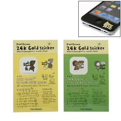 100 PCS Cute Cartoon Style Electromagnetic Wave Filter Gold Sticker for Phone PC (Random Delivery)
