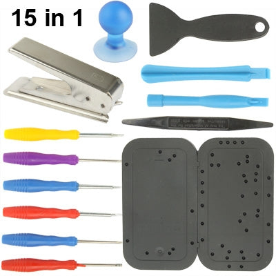 15 in 1 (Screwdrivers + Opening Tool + Sim Cutter ) Professional Disassembly Repairing Tool for iPhone 5 / iPhone 4 & 4S / iPad 4 / Other Mobile Phone