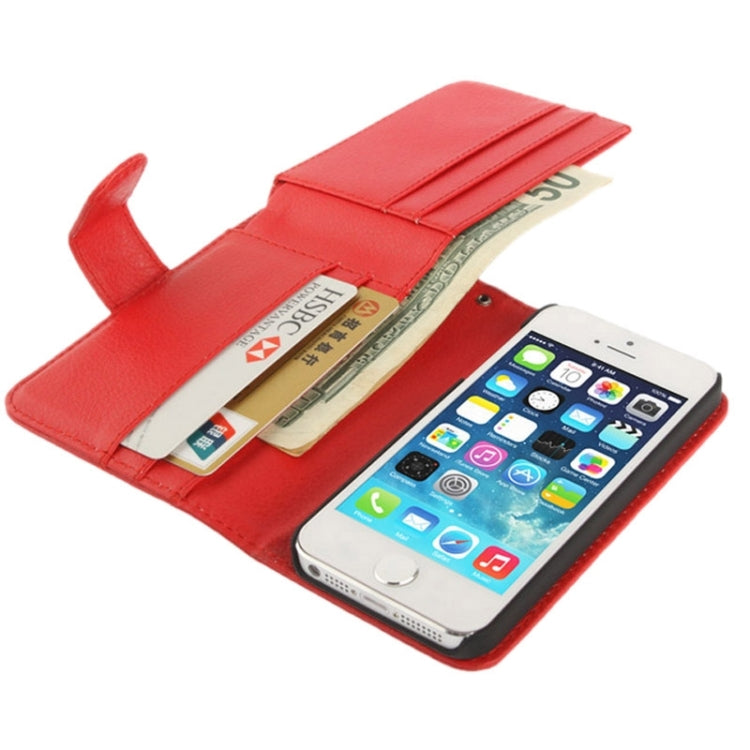 Litchi Texture Leather Case with Wallet for iPhone 5 & 5S