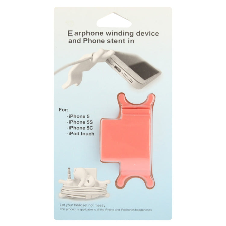Earphone Winding Device and Phone Stent in for iPhone 5 & 5C & 5S / iPod touch
