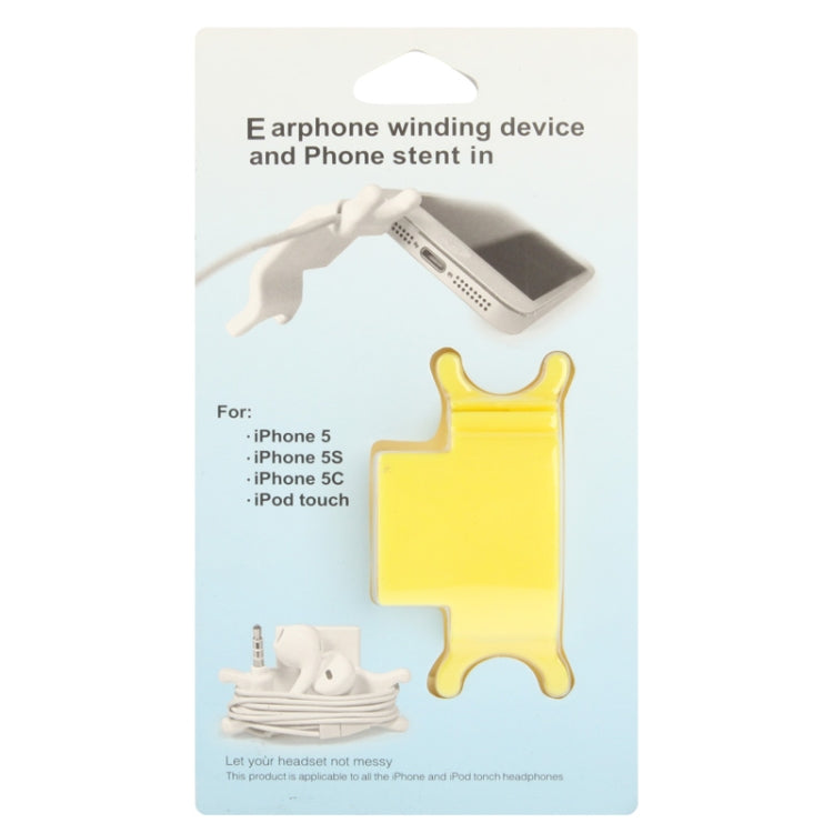 Earphone Winding Device and Phone Stent in for iPhone 5 & 5C & 5S / iPod touch