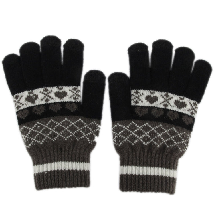 Woven Decorative Heart Pattern Three Finger Touch Screen Touch Gloves for iPhone 5 & 5S & 5C, iPhone 4 & 4S / iPad / iPod Touch, BlackBerry, HTC and Other Touch Screen Device