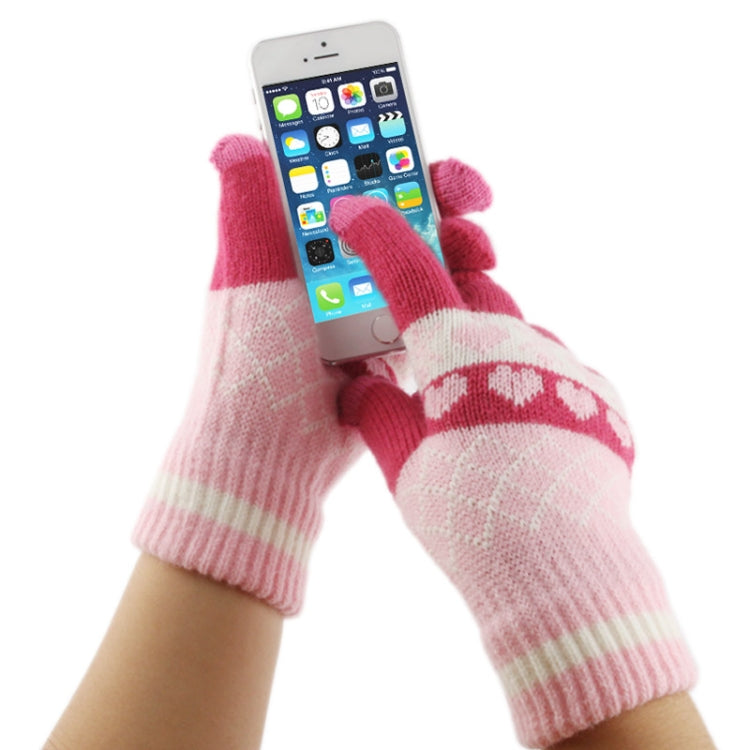 Woven Decorative Heart Pattern Three Finger Touch Screen Touch Gloves for iPhone 5 & 5S & 5C, iPhone 4 & 4S / iPad / iPod Touch, BlackBerry, HTC and Other Touch Screen Device