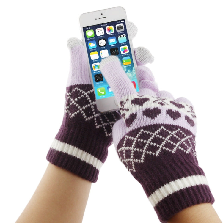 Woven Decorative Heart Pattern Three Finger Touch Screen Touch Gloves for iPhone 5 & 5S & 5C, iPhone 4 & 4S / iPad / iPod Touch, BlackBerry, HTC and Other Touch Screen Device