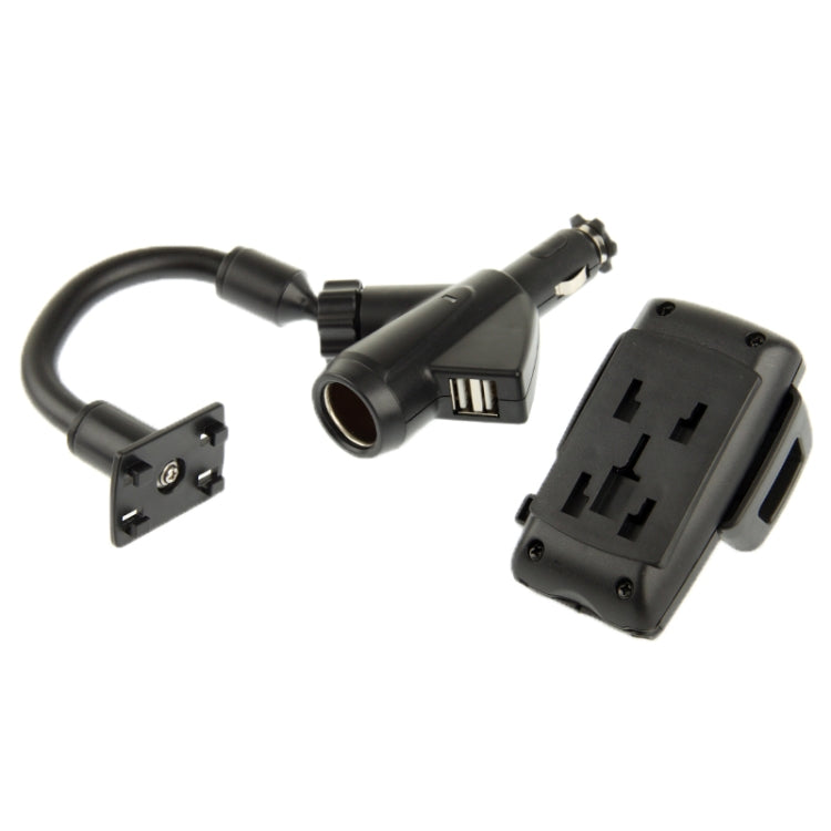 Universal 360 Degree Rotatable Car Charger Holder with Dual USB Ports, Width: 35-85mm, For iPhone, Galaxy, Huawei, Xiaomi, LG, HTC and Other Smart Phones(Black)