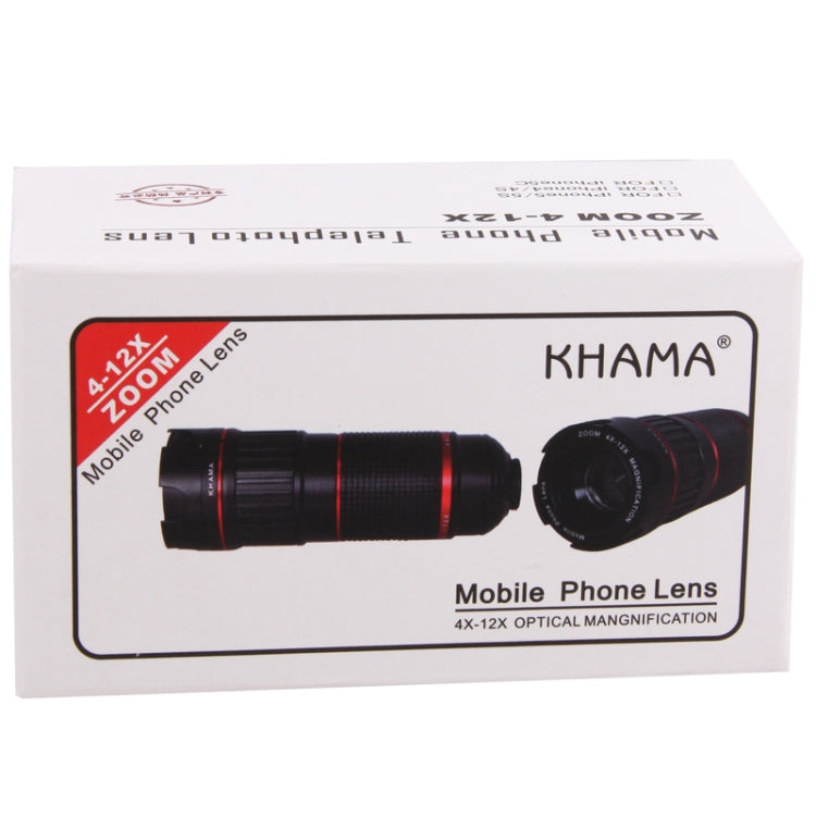 Khama 4-12X Zoom Mobile Phone Telephoto Lense for iPhone 5 & 5S(Black)