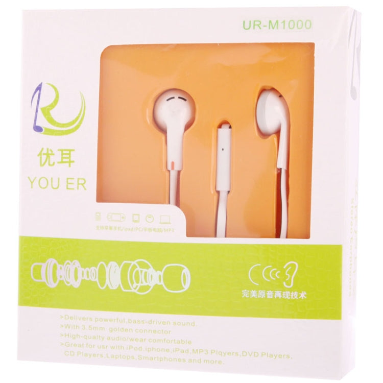 UR-M1000 Stereo In-ear Earphone with Microphone, Suitable for iPhone 6 & 6 Plus, 5 & 5S & 5C, 4 & 4S, 3G & 3GS