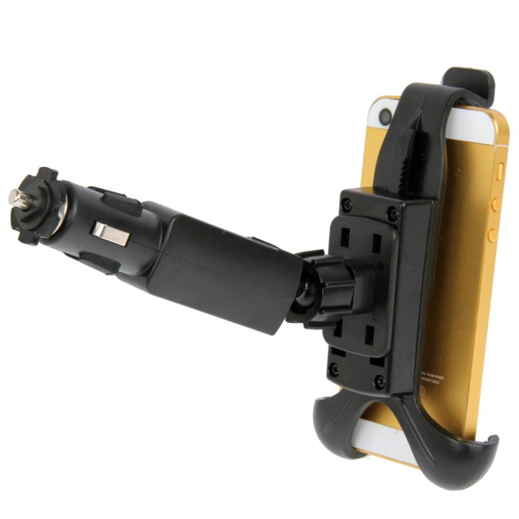 5V 2A Universal 360 Degree Rotatable Car Mount with 2 USB Charger, Adjustable Width: 115-150mm, For iPhone, Galaxy, Huawei, Xiaomi, LG, HTC and Other Smart Phones(Black)