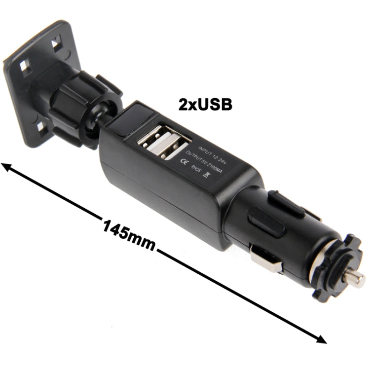 5V 2A Universal 360 Degree Rotatable Car Mount with 2 USB Charger, Adjustable Width: 115-150mm, For iPhone, Galaxy, Huawei, Xiaomi, LG, HTC and Other Smart Phones(Black)