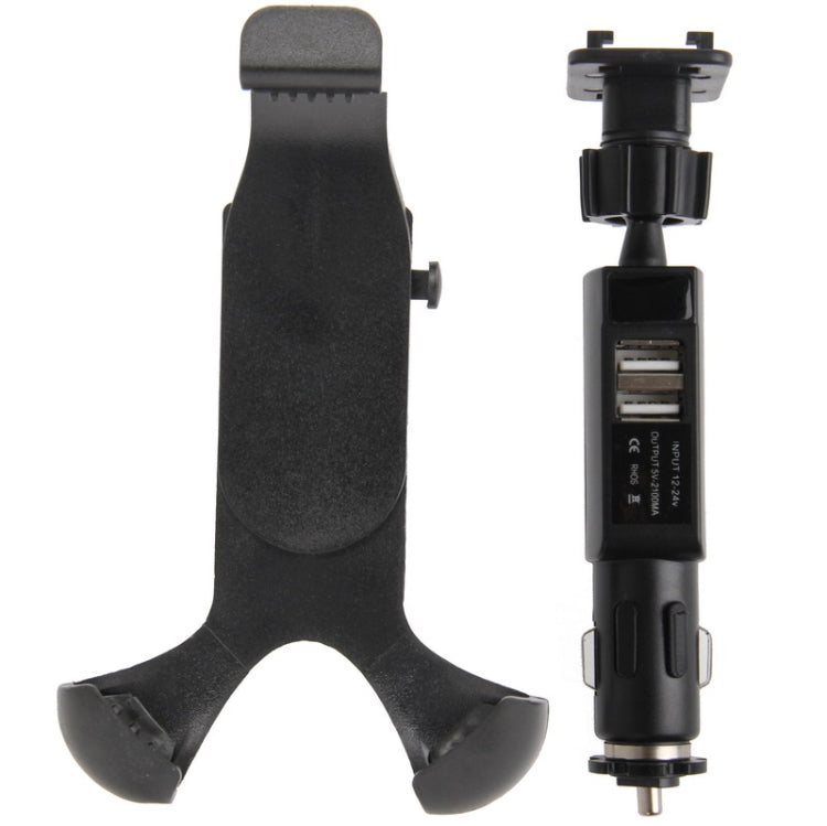 5V 2A Universal 360 Degree Rotatable Car Mount with 2 USB Charger, Adjustable Width: 115-150mm, For iPhone, Galaxy, Huawei, Xiaomi, LG, HTC and Other Smart Phones(Black)