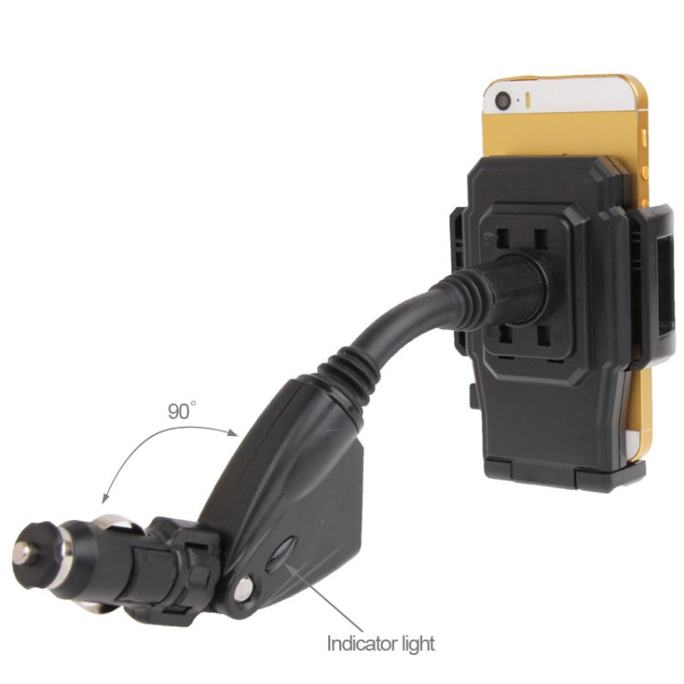 12V Cigarette Lighter Power Supply with 2 x USB Ports Car Charger Holder, Adjusting Width: 135mm, For iPhone, Galaxy, Huawei, Xiaomi, LG, HTC and Other Smart Phones(Black)