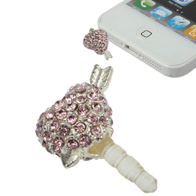 Fashion Heart Style Diamond Anti-dust Plug for iPhone 5/iPhone 4 & 4S/New iPad(iPad 3)/iPad 2/iPad/iPod