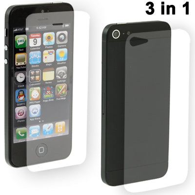 High Quality 3 in 1 (Front Screen + Back Cover + Border Frame Sticker) Clear LCD Screen Protector for iPhone 5