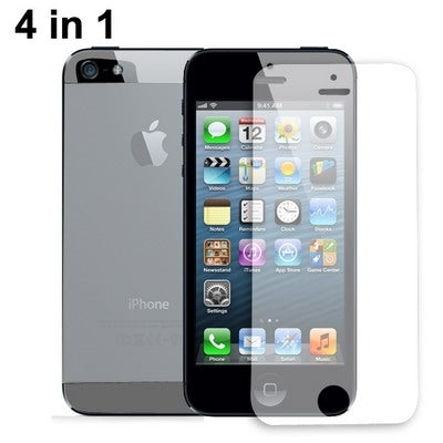High Quality 4 in 1 Anti Glare Front and Back Screen Protector with Upper and Lower Lens Protector for iPhone 5 (Japan Materials)(Transparent)