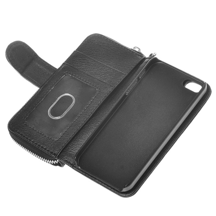 Zipper Wallet Leather Case with Lanyard for iPhone 5 & 5