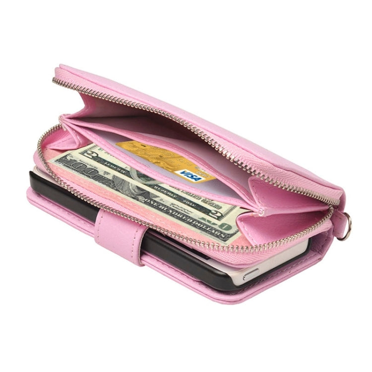 Zipper Wallet Leather Case with Lanyard for iPhone 5 & 5