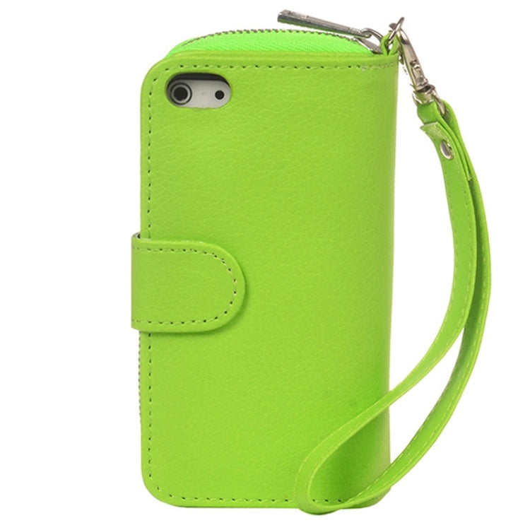 Zipper Wallet Leather Case with Lanyard for iPhone 5 & 5