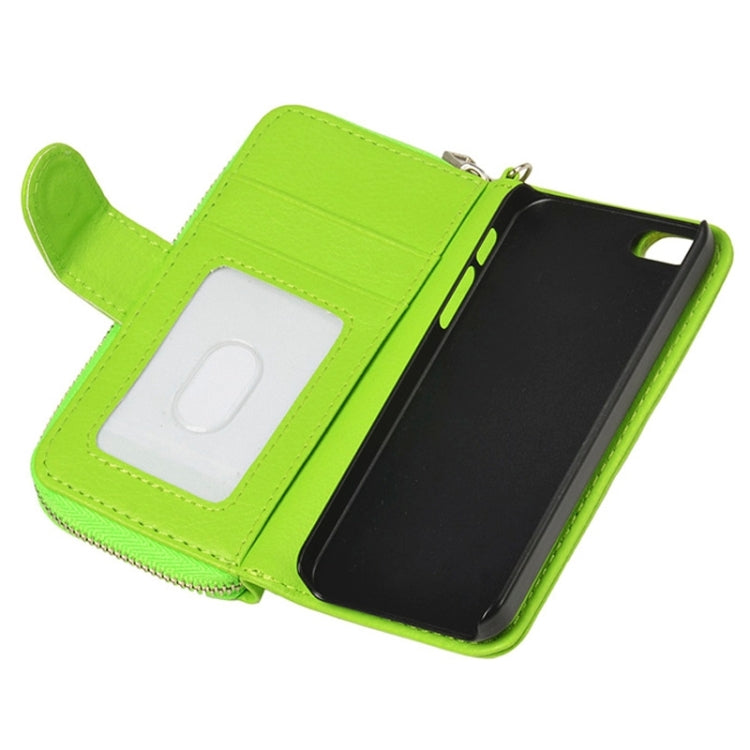 Zipper Wallet Leather Case with Lanyard for iPhone 5 & 5