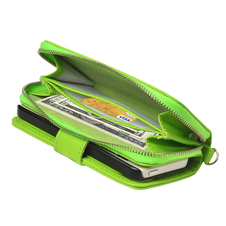 Zipper Wallet Leather Case with Lanyard for iPhone 5 & 5