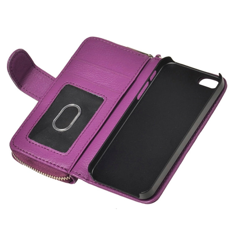 Zipper Wallet Leather Case with Lanyard for iPhone 5 & 5