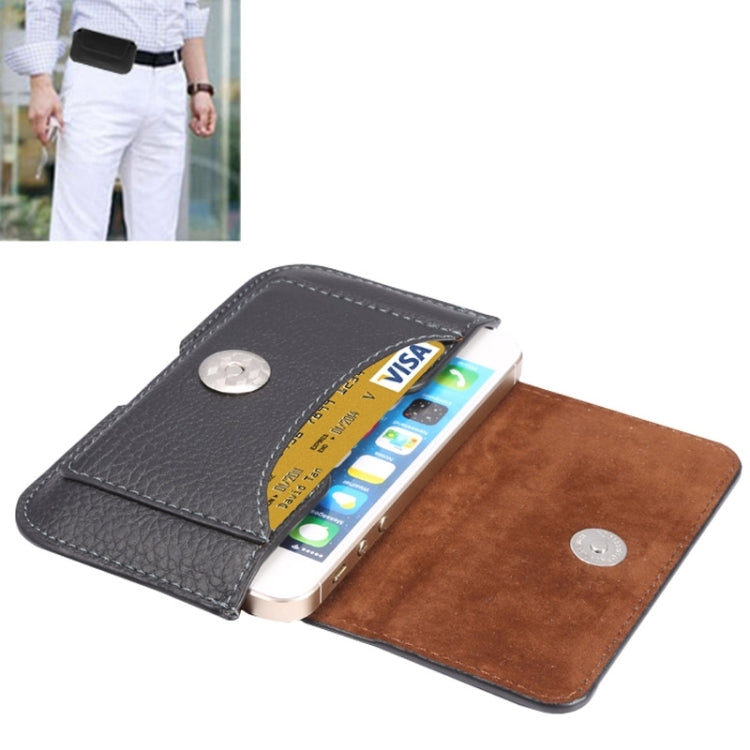 Litchi Texture Leather Waist Bag with Card Slot for iPhone 5 & 4