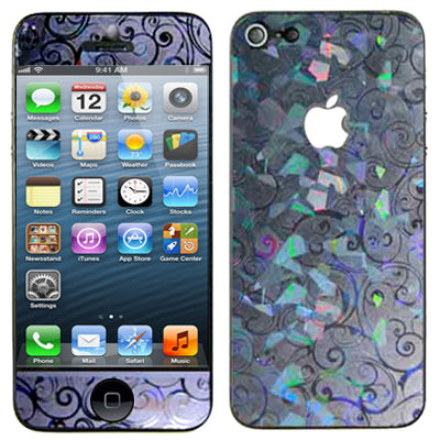 3D Effect 2 in 1(Front+Back) Color Geometry Pattern Color Shining & Crystal Protective Skin Sticker for iPhone 5,With Dishcloth