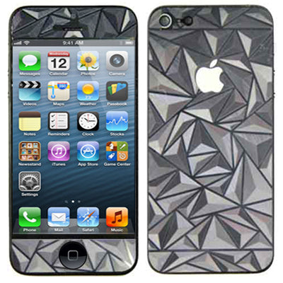 3D Effect 2 in 1(Front+Back) Stereoscopic Triangle Pattern Color Shining & Crystal Protective Skin Sticker for iPhone 5,With Dishcloth