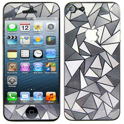 3D Effect 2 in 1(Front+Back) Triangle Pattern Color Shining & Crystal Protective Skin Sticker for iPhone 5,With Dishcloth,With Dishcloth